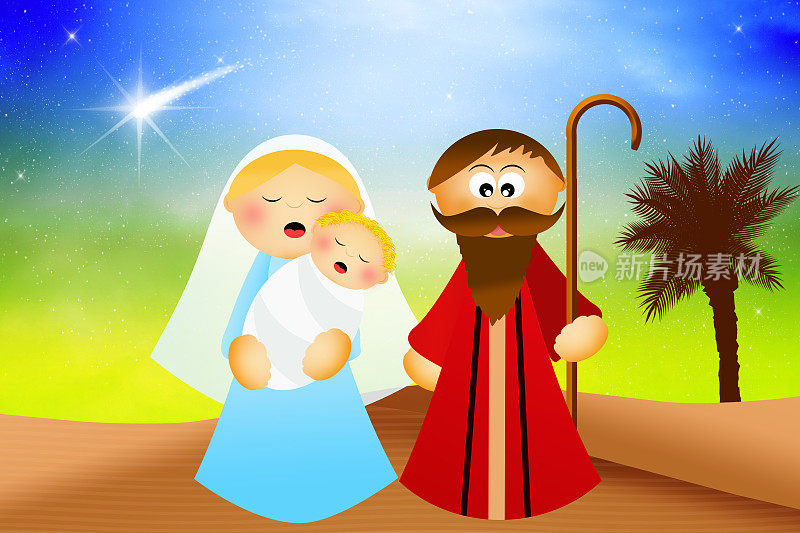 基督诞生场景卡通