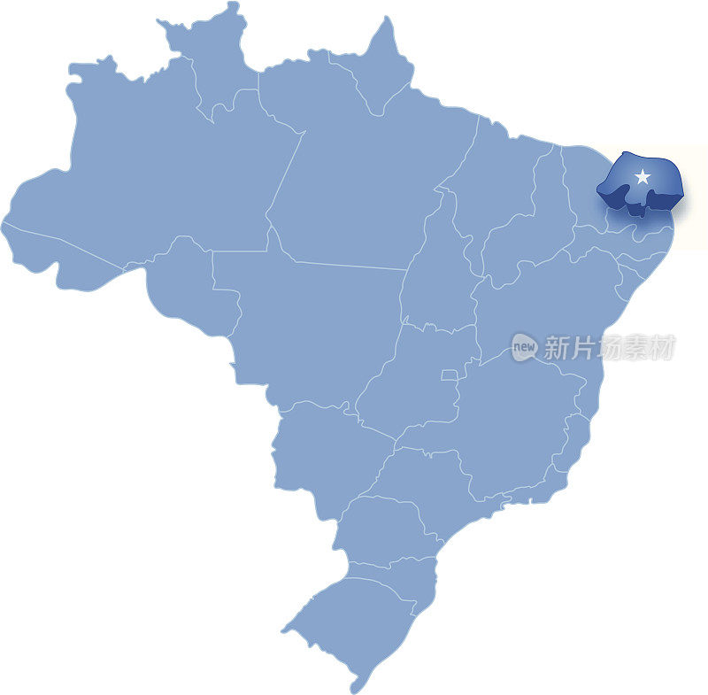 巴西北部大地图被拉出来