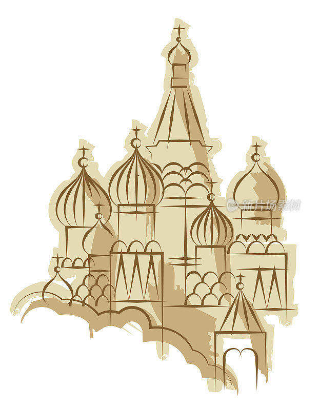 圣巴西尔大教堂在莫斯科-矢量插图