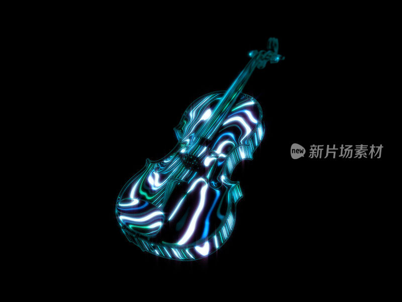 小提琴氖辉光概念。三维渲染