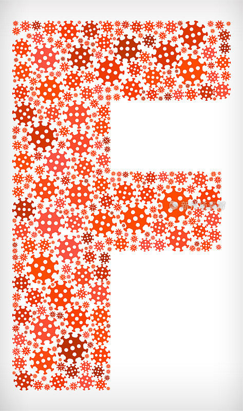 字母F流感冠状病毒图标模式