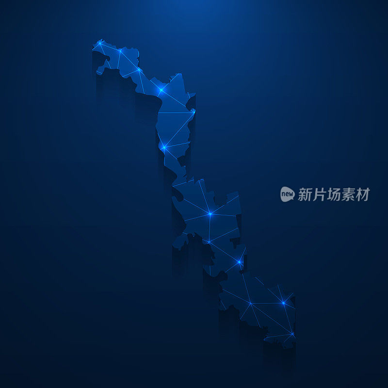 德涅斯特河沿岸地图网络-深蓝色背景上的明亮网格