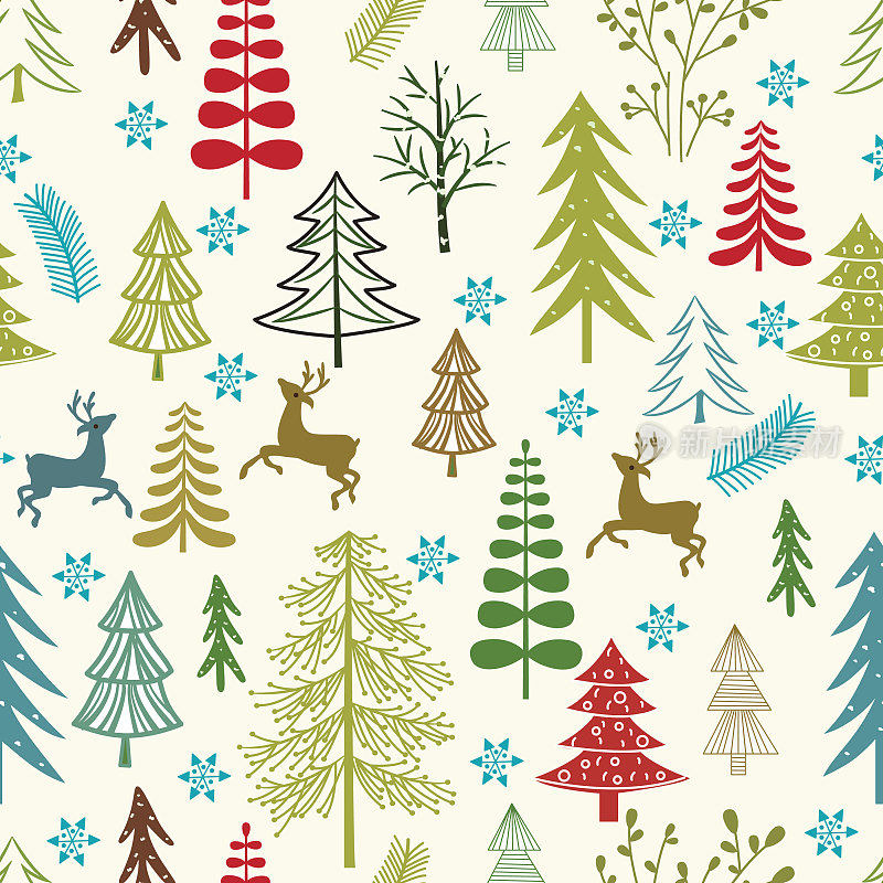 圣诞无缝图案。