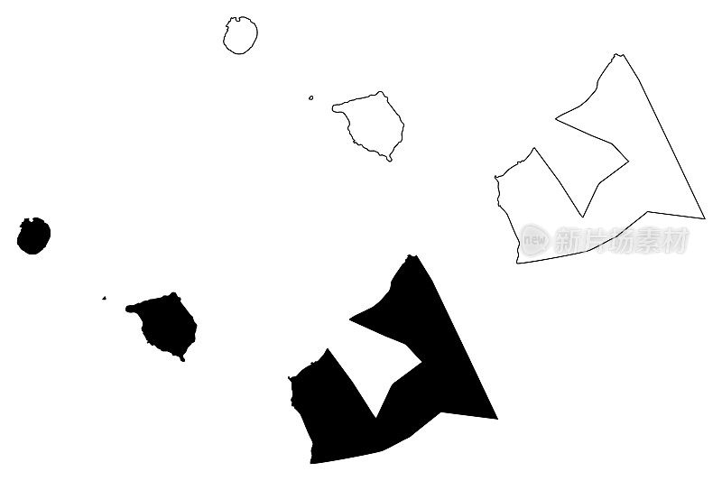 Aiga-i-le-Tai区，乌波卢，马诺，阿波利马岛(萨摩亚独立国，西萨摩亚)地图矢量插图，涂鸦草图Aiga-i-le-Tai地图