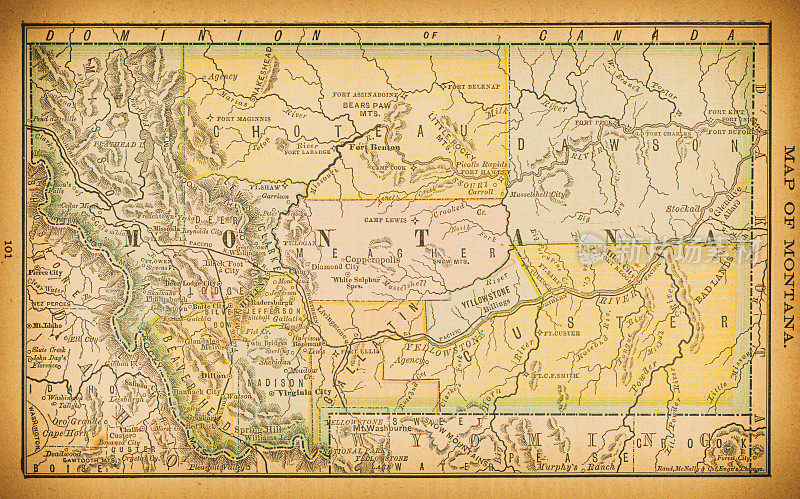 19世纪蒙大拿的地图
