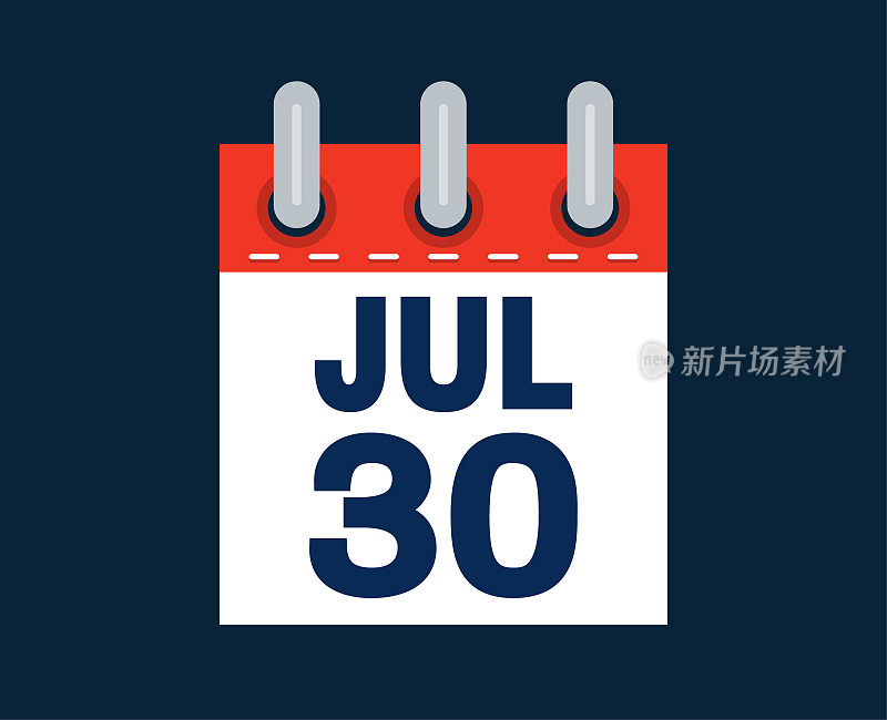 这个月的日历日期是7月30日