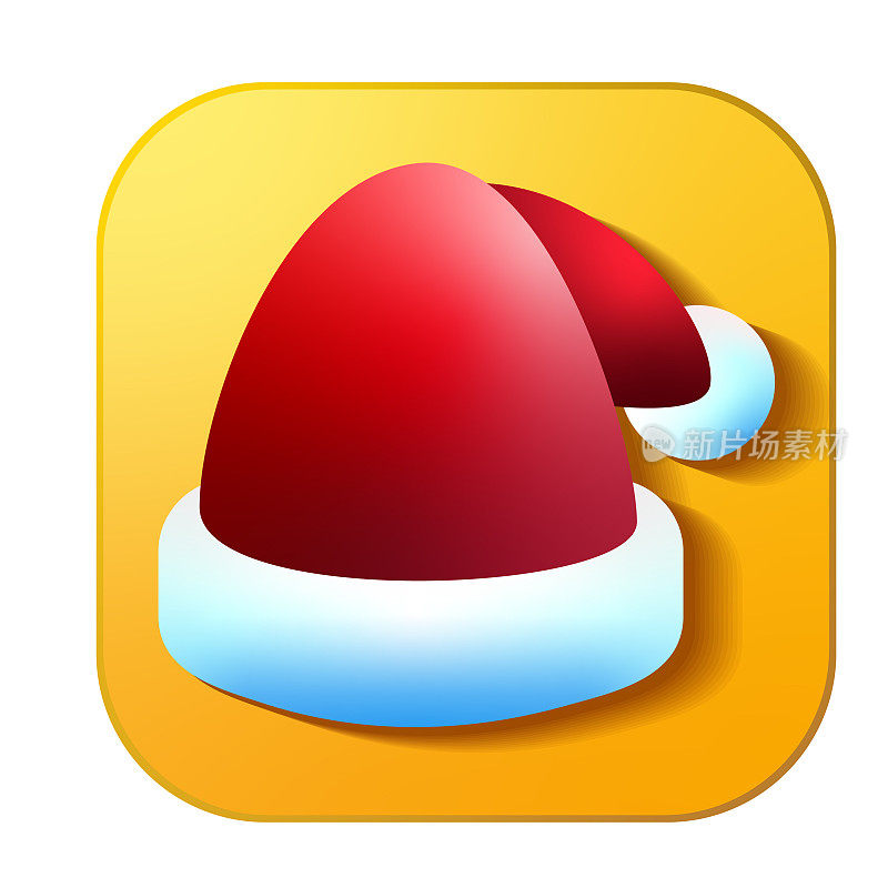 圣诞3D应用红色圣诞帽图标设计在充满活力的梯度颜色