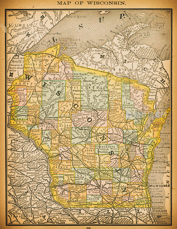 19世纪威斯康星的地图