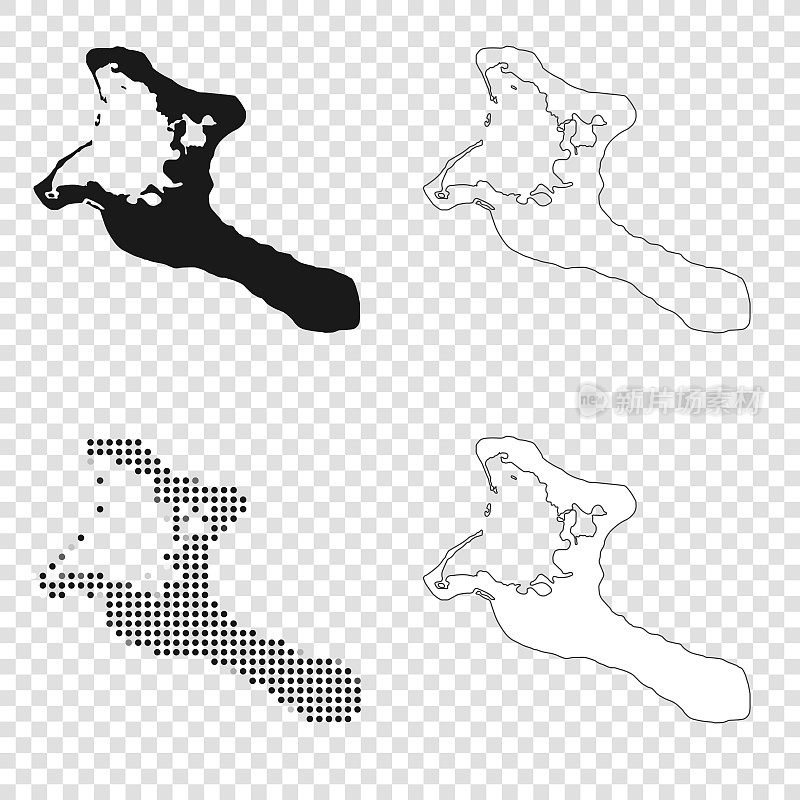 基里巴斯地图设计-黑色，轮廓，马赛克和白色