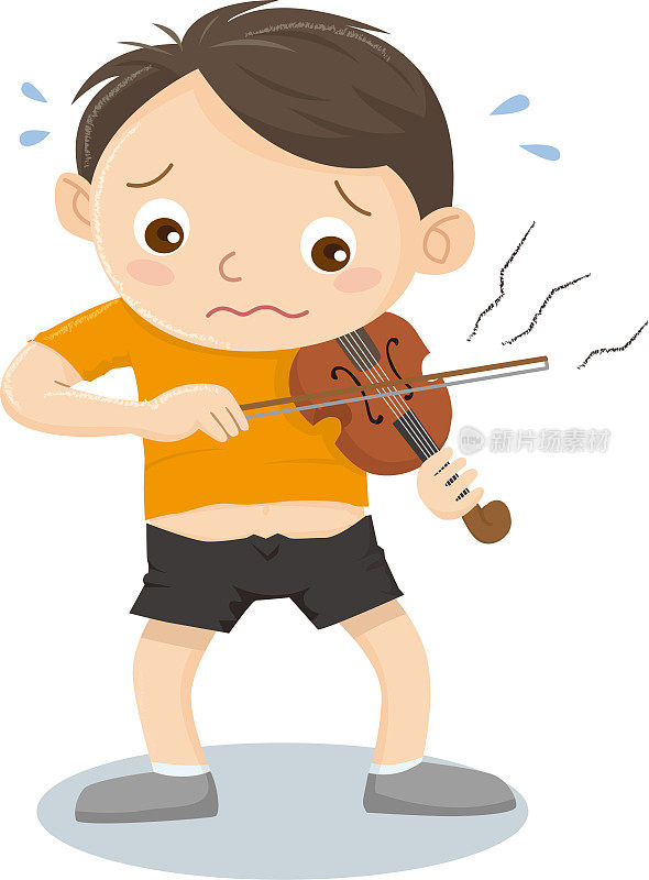 男孩不能拉小提琴好，因为小提琴太小了
