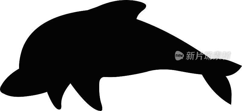 矢量插图一个水生哺乳动物海豚的剪影