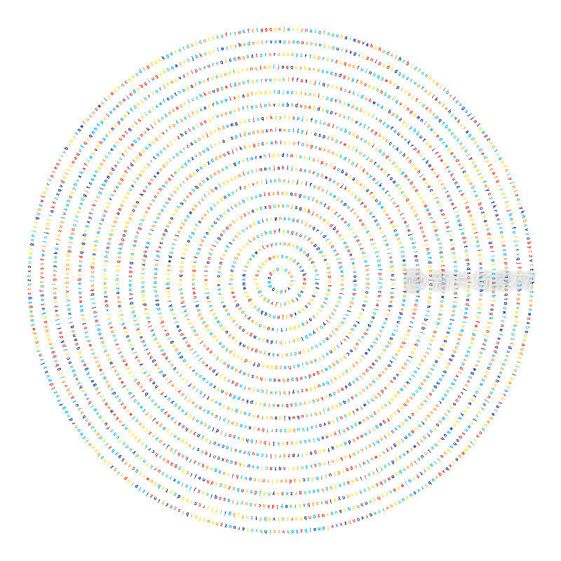 同心圆中的彩虹色字母