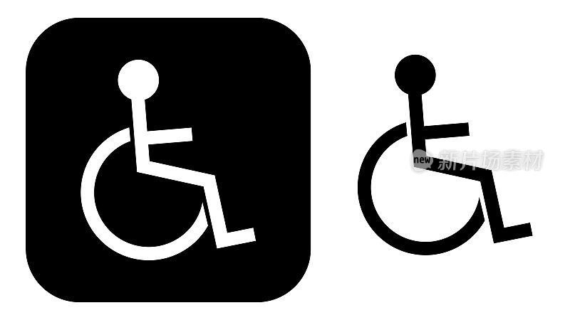 黑人和白人残疾符号图标