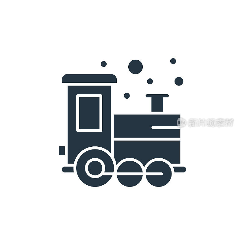 火车图标。字形火车图标用于网站设计和移动，应用程序开发，打印。火车图标从填充婴儿淋浴收集孤立的白色背景。