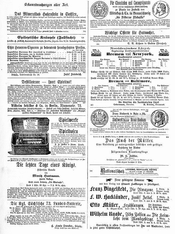1868年德国杂志的广告页