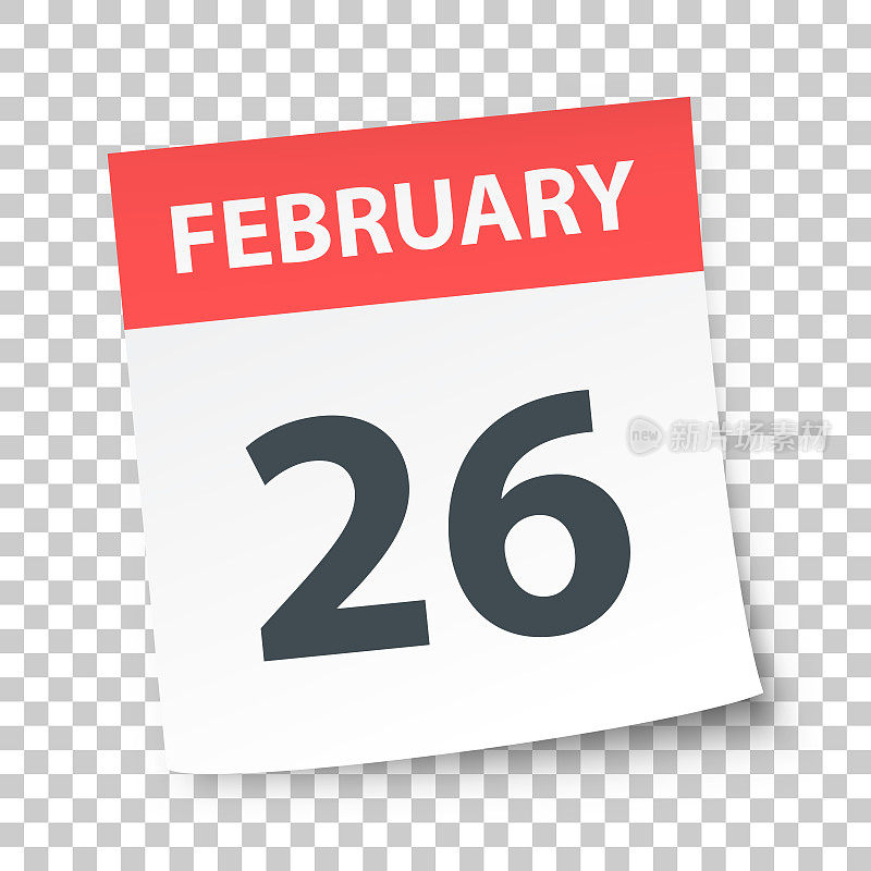 2月26日-每日日历在空白背景