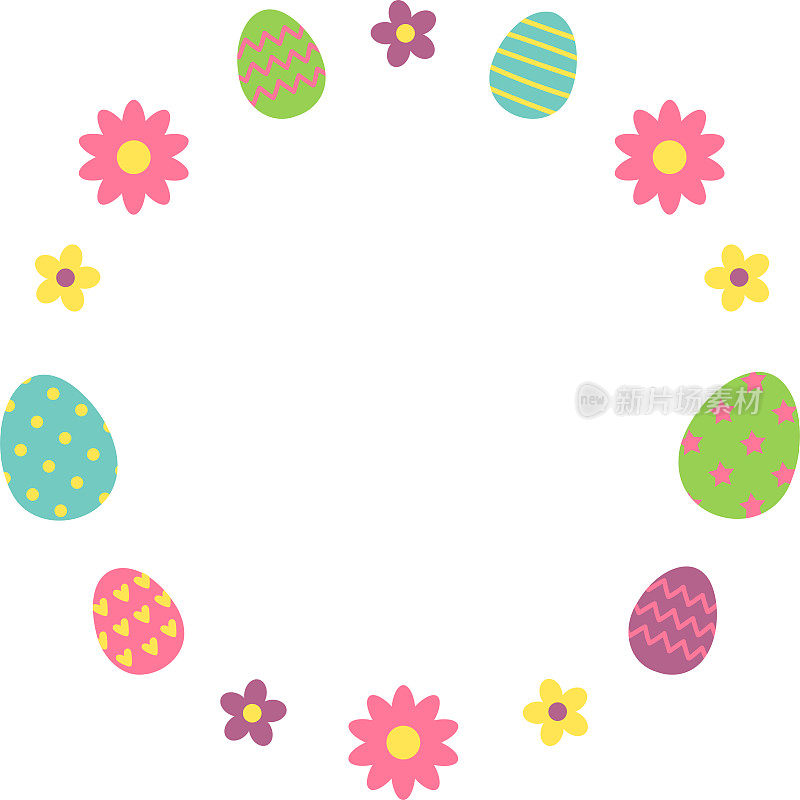 快乐的复活节框架插图与复活节彩蛋