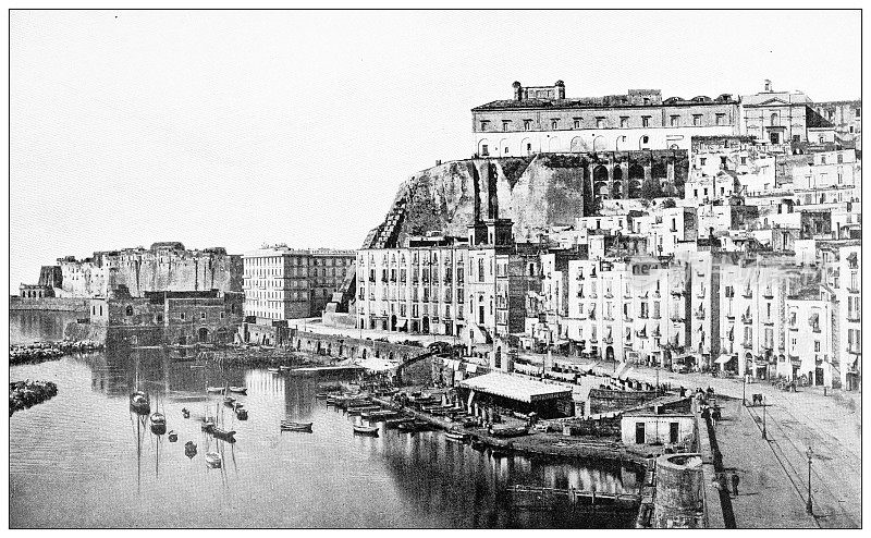 那不勒斯和坎帕尼亚的古董旅行照片:圣卢西亚码头