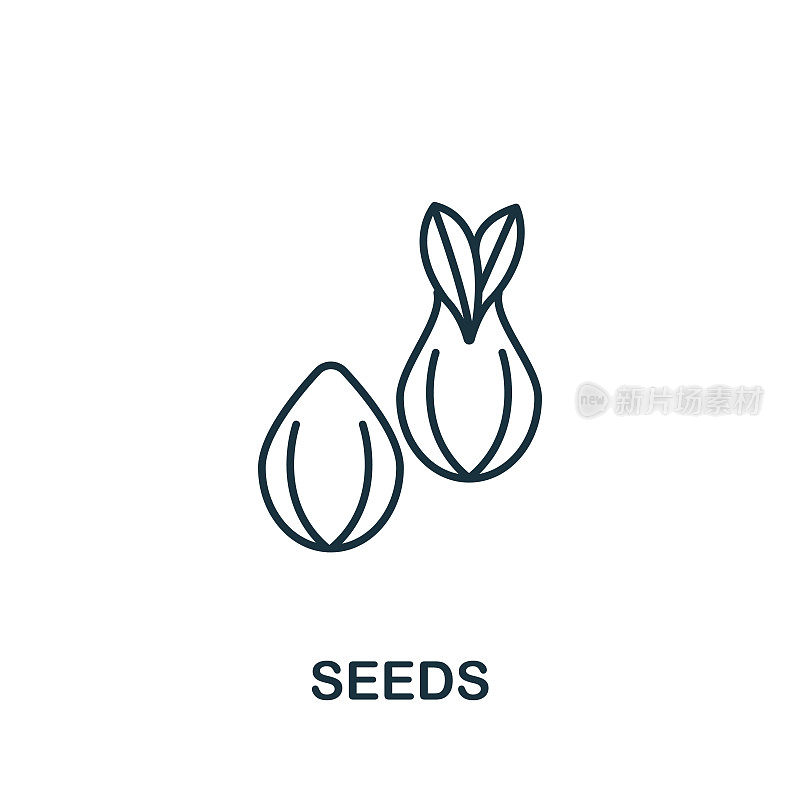 种子图标从花园收集。简单的线种子图标模板，网页设计和信息图
