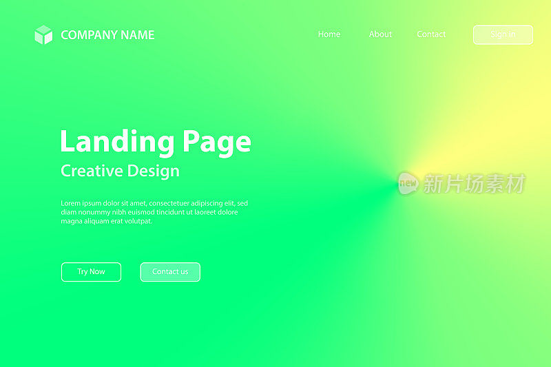 着陆页面模板-绿色抽象背景径向梯度