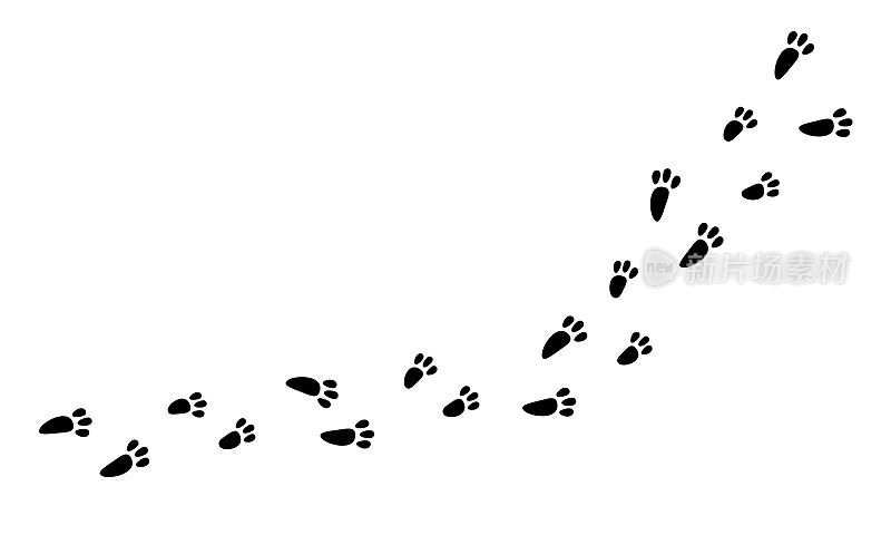 兔子脚印黑色图形印刷。