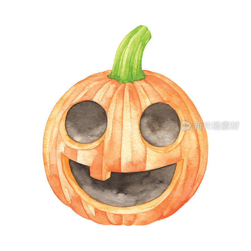 水彩微笑万圣节南瓜