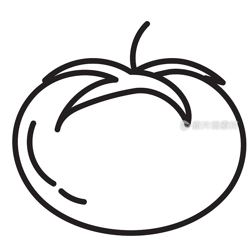 整个和切片新鲜水果番茄细线图标可编辑的笔画
