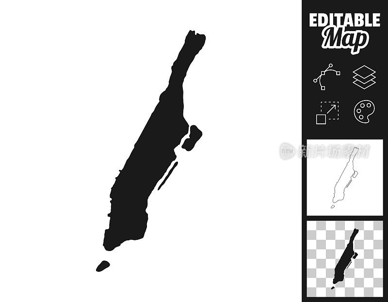 曼哈顿设计地图。轻松地编辑