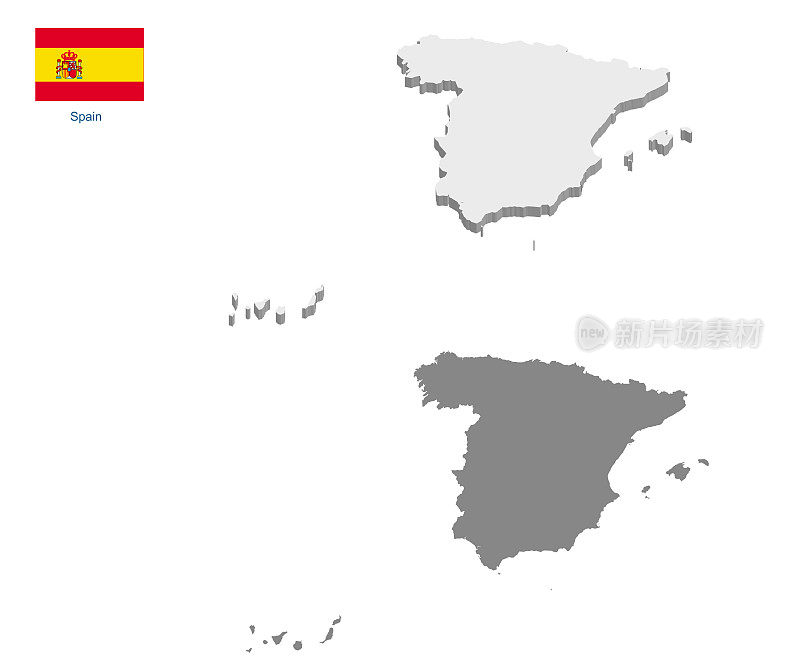 西班牙地图孤立在白色背景上