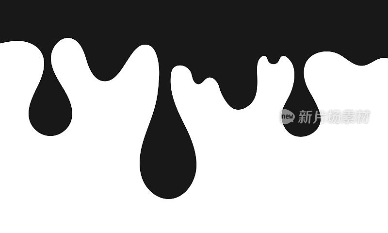 滴油。油墨，液体，融化。美味的黑色水滴。矢量图