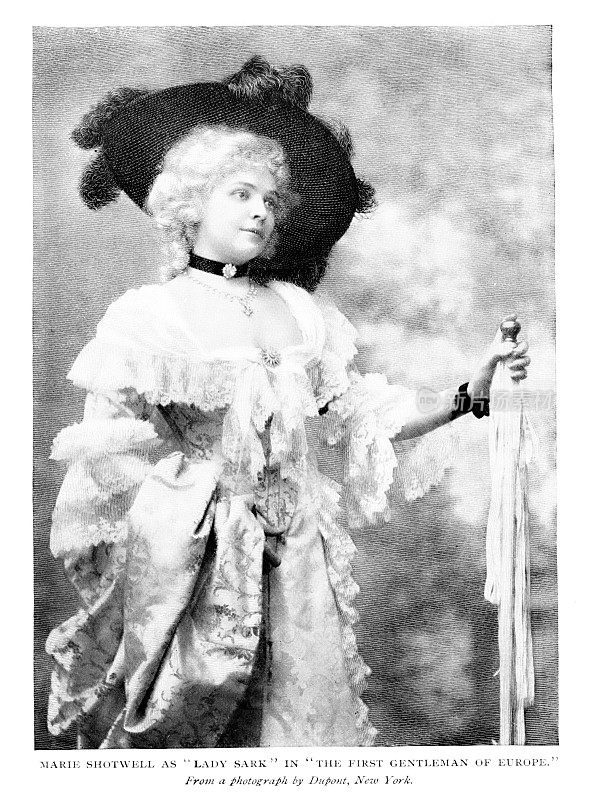 玛丽·肖特韦尔照片肖像，美国女演员，19-20世纪