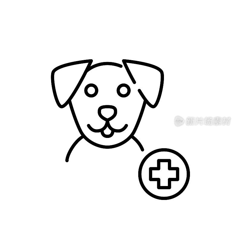 狗狗保健计划。宠物医疗服务。像素完美，可编辑的笔画图标