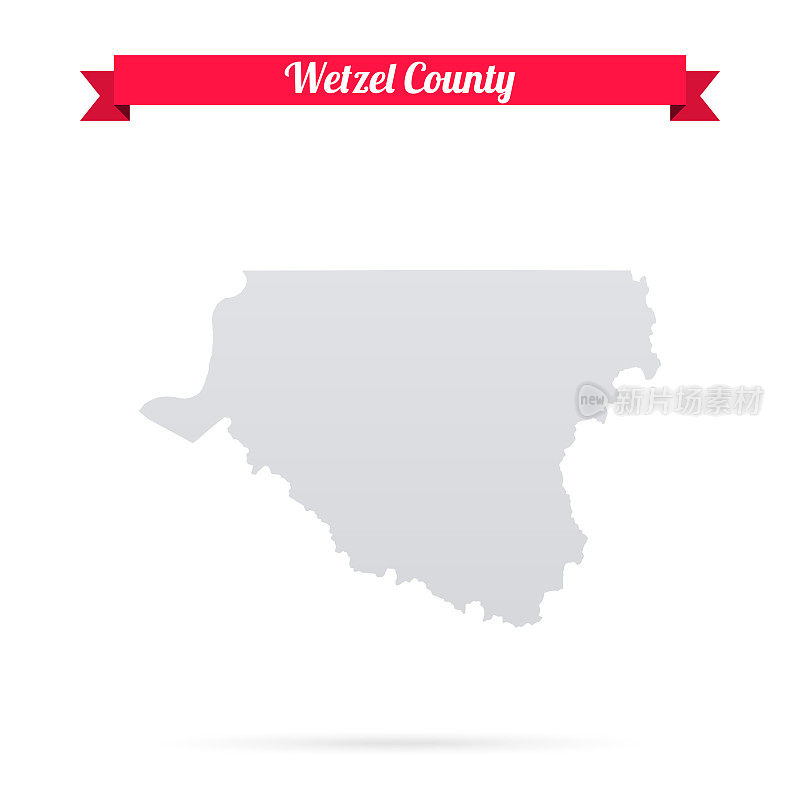 韦泽尔县，西弗吉尼亚州。白底红旗地图