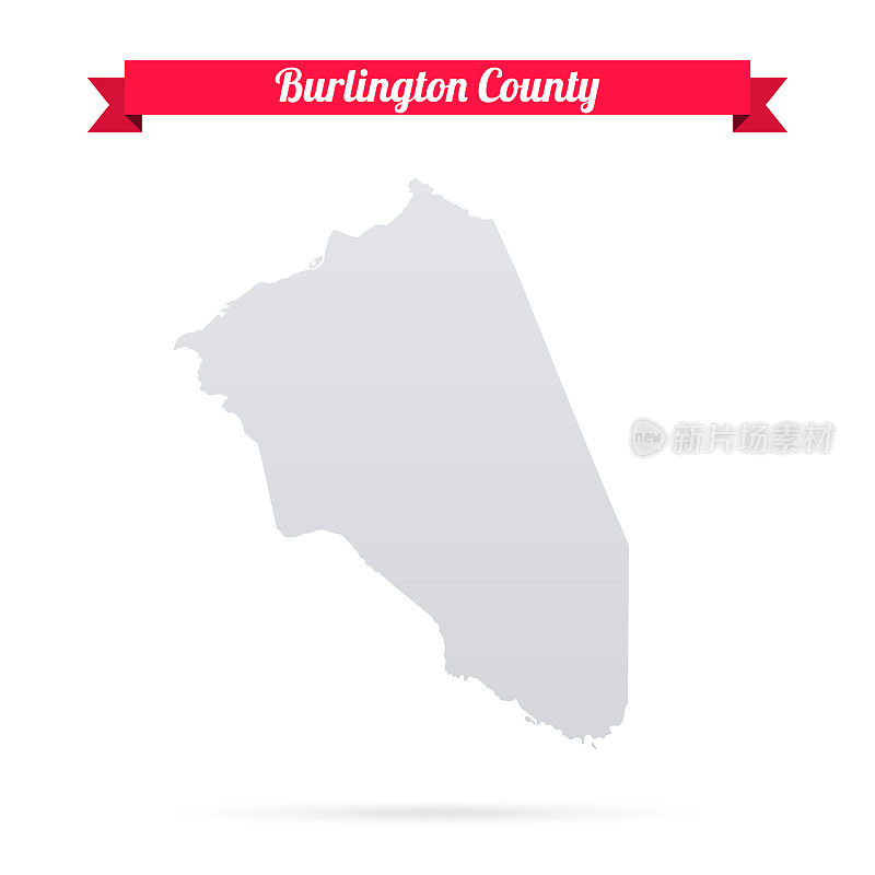 新泽西州伯灵顿县。白底红旗地图