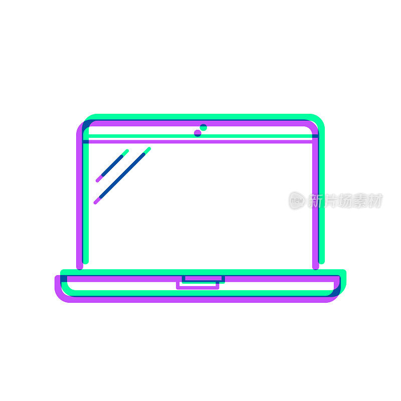 移动PC图标与两种颜色叠加在白色背景上