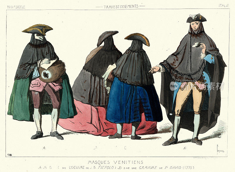 18世纪，威尼斯面具，变装