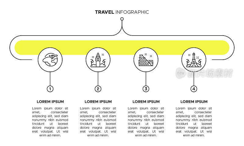 旅游信息图表模板。旅游，公路旅行和旅程信息图横幅