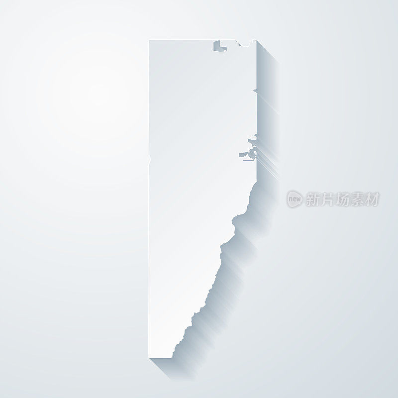 科罗拉多州杰斐逊县。地图与剪纸效果的空白背景