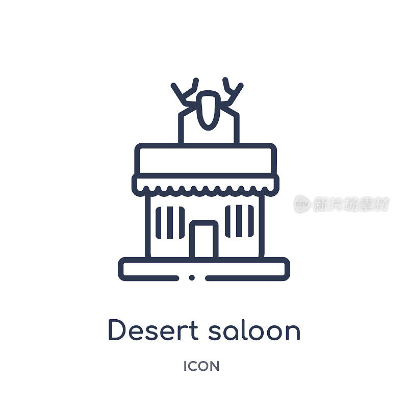 线性沙漠沙龙图标从沙漠轮廓收集。细线沙漠沙龙矢量孤立在白色背景。沙漠沙龙时尚插图
