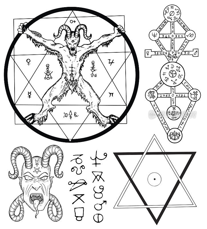 里面有魔鬼、撒旦、五角星和神秘的符号