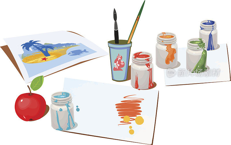 打开油漆桶，颜色和纸