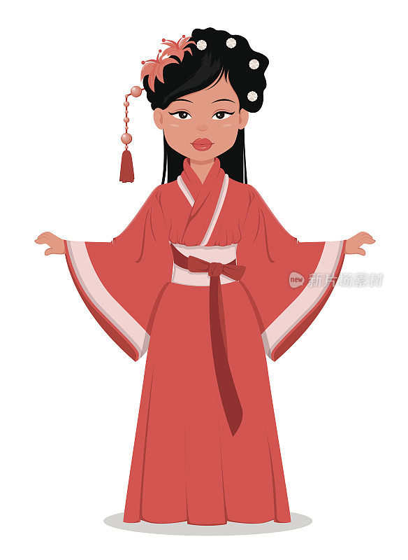 穿着美丽传统服饰的中国女孩