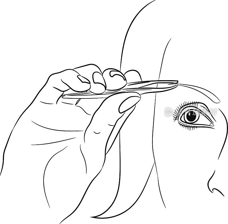 女人采摘眉毛在白色的背景矢量插图