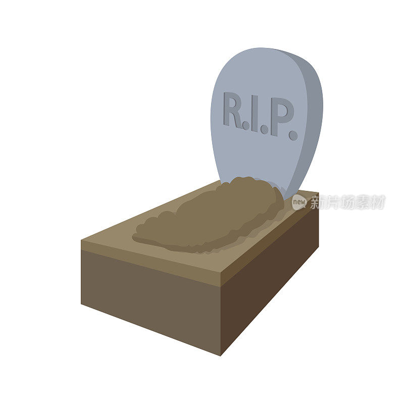 墓碑带有RIP图标，卡通风格
