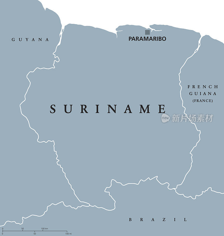 苏里南政治地图