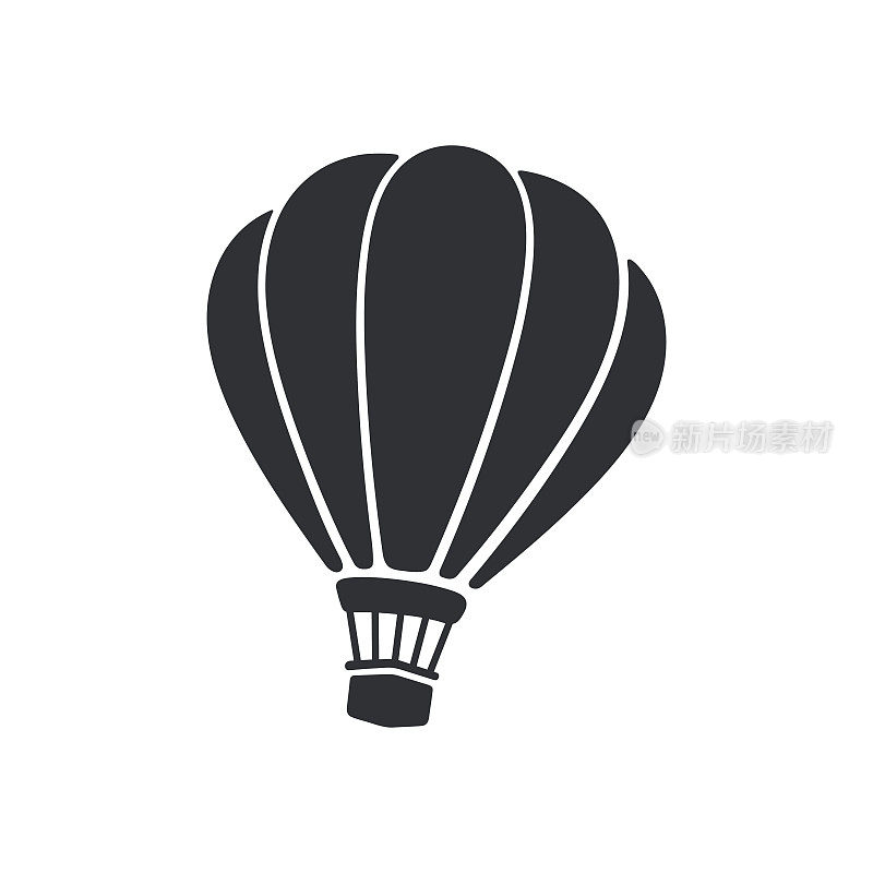 矢量插图。热气球的剪影。航空运输。在白色背景上隔离