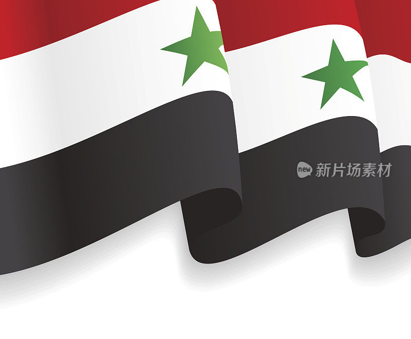 背景中挥舞着叙利亚国旗。向量