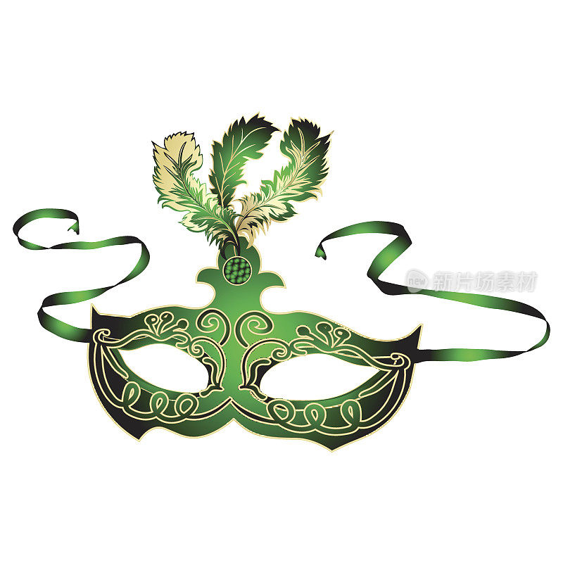 威尼斯狂欢节的面具用五彩缤纷的羽毛