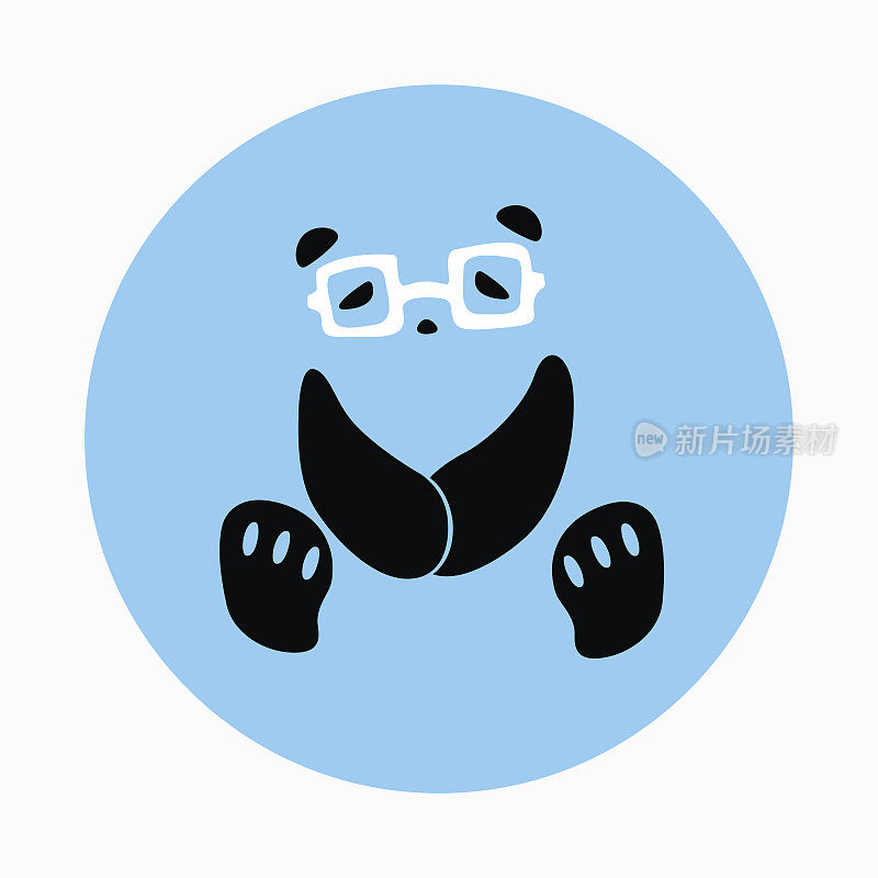 戴眼镜的熊猫图标向量
