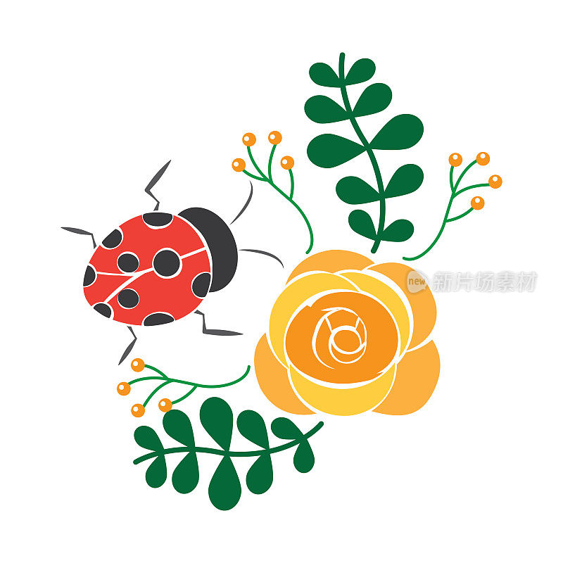 花和昆虫的图标形象